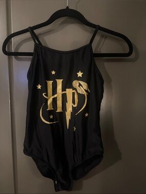 Kids Black & Gold One-Piece Swimsuit, Harry Potter